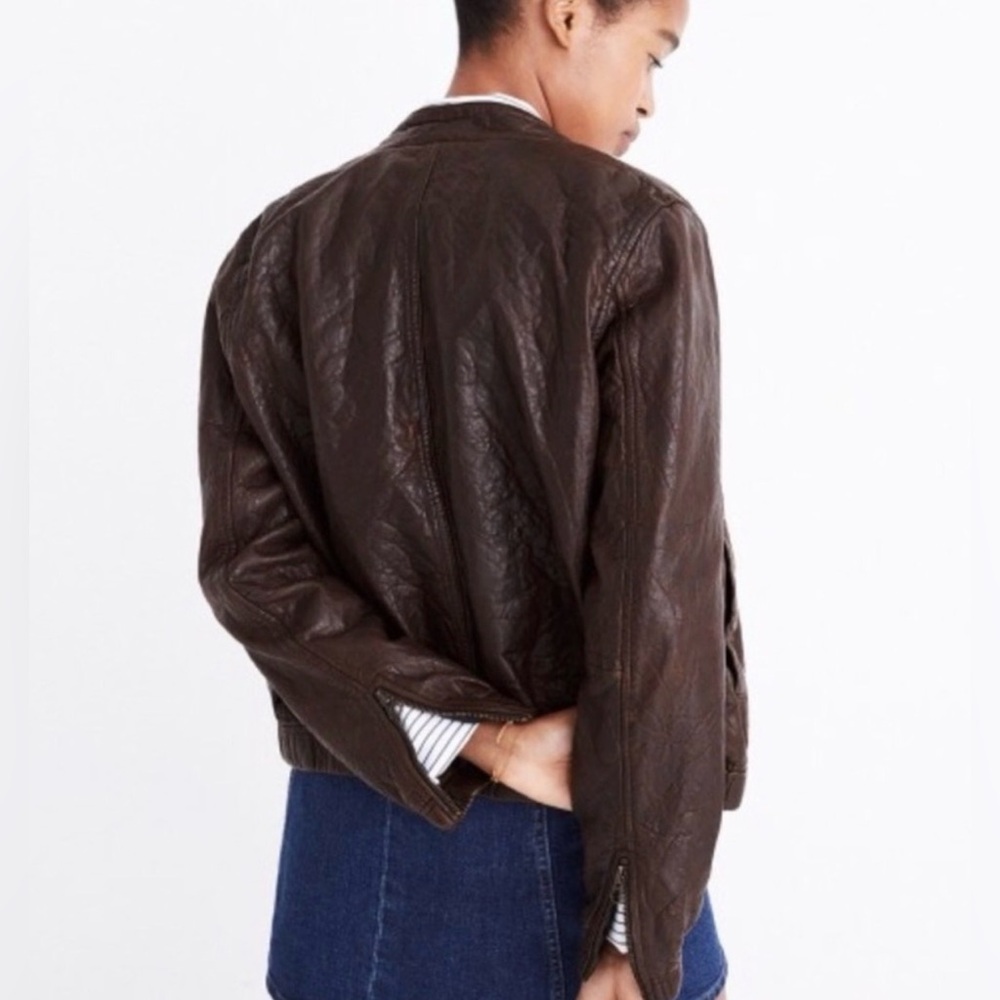 Madewell Leather Aviator Bomber Jacket in Brown Size Small - Picture 2 of 10